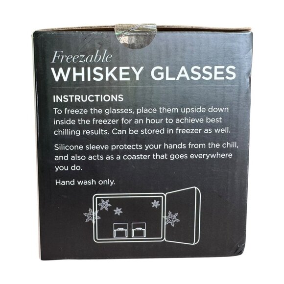 Rabbit Freezable‎ 8 oz Whiskey Glasses Set 2 Double-Walled Glass Silicone Base - Picture 7 of 9